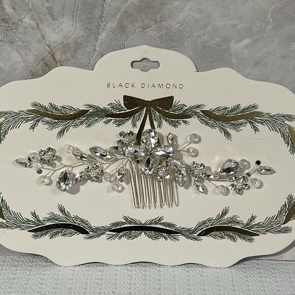 Elegant Bridal Wedding Hair Comb Silver Tone Rhinestone Embellished Floral BLING - Picture 4 of 14